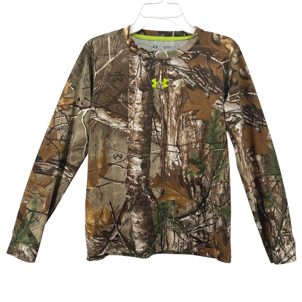 Under Armour Kids Realtree Xtra Camo HeatGear Scent Control Shirt YLG Brown
